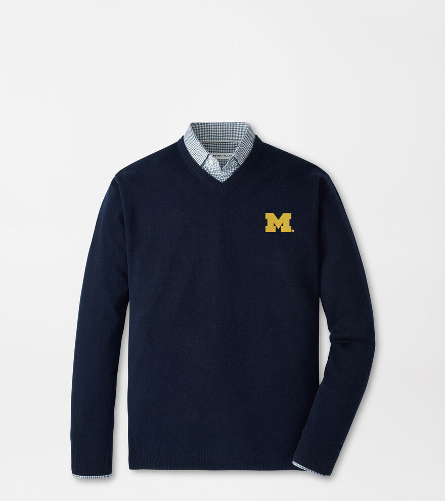 Michigan Crown Heritage Cashmere V-Neck Sweater image number 1