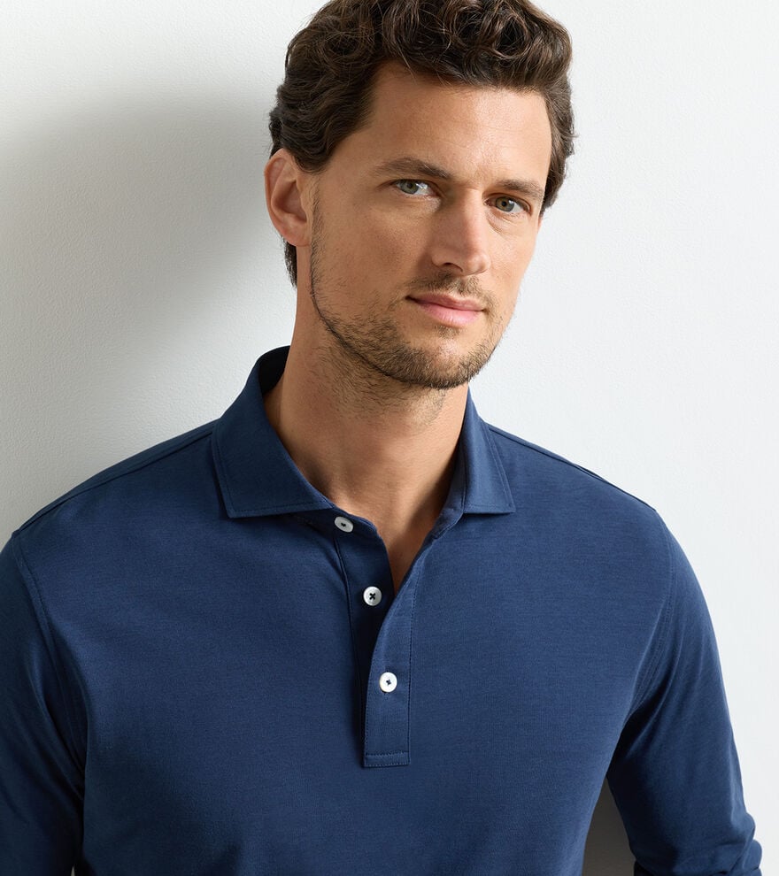 Cool Cotton Long-Sleeve Polo image number 4