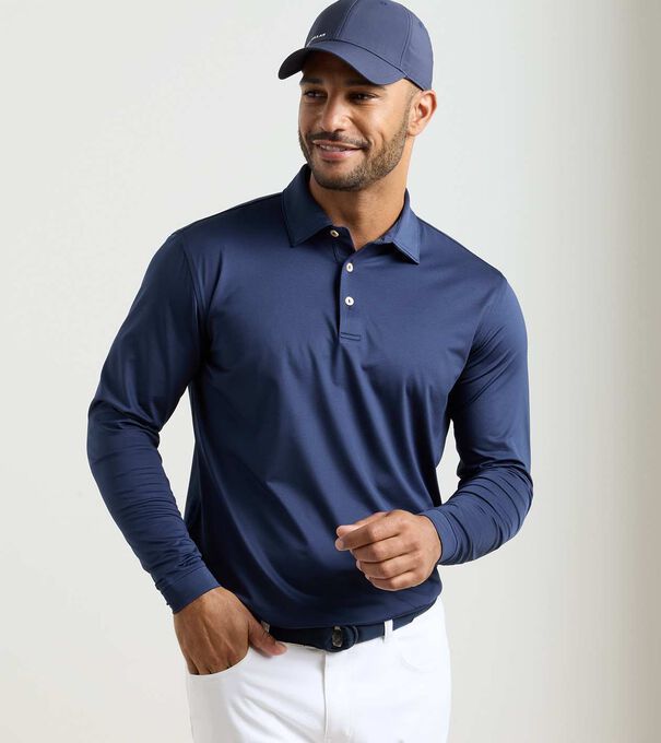 Solid Stretch Jersey Long Sleeve Polo