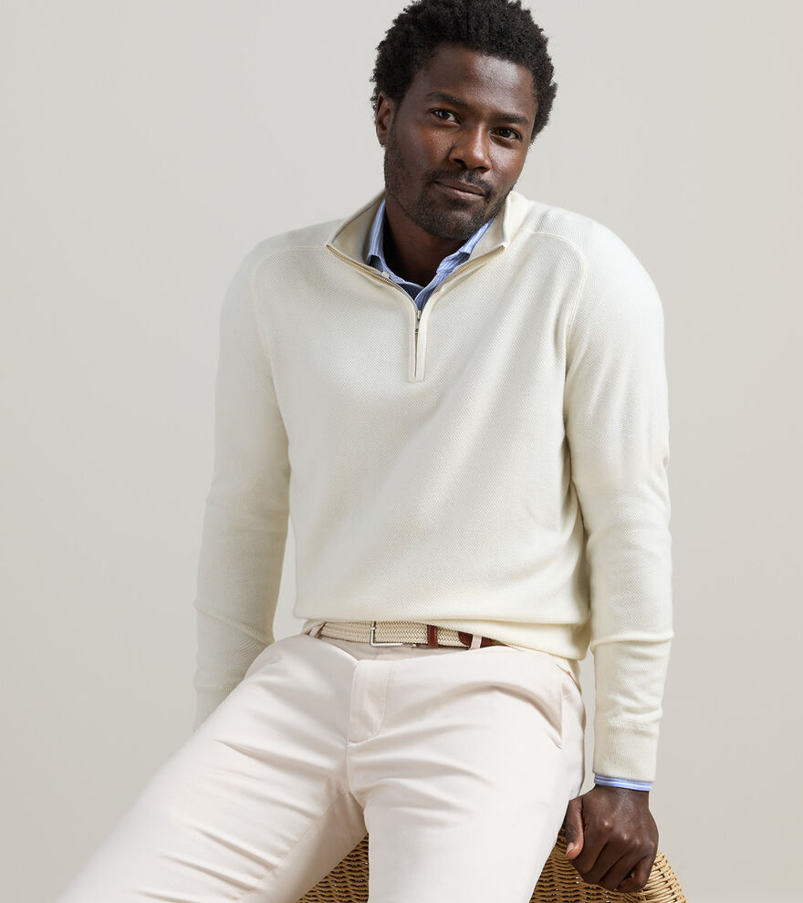 Voyager Cashmere-Silk Saddle Shoulder Quarter Zip image number 2