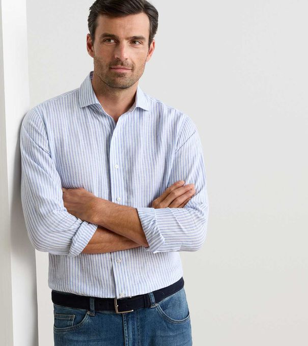 Astino Lino Stripe Sport Shirt