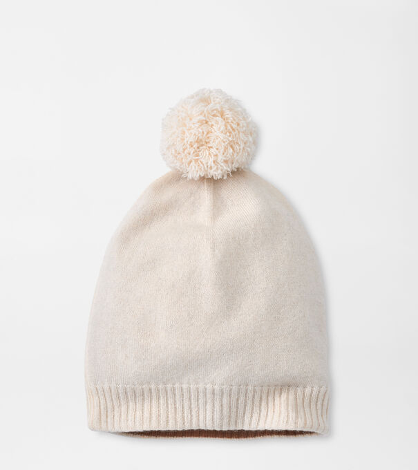 Cashmere Double Knit Hat With Pom