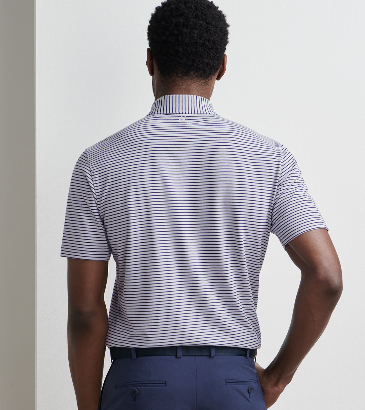★STENDS★ M4XL Stripe Brush Knit Black Albatross Cotton-Blend Piqué Polo | Men's Polos | Peter Millar