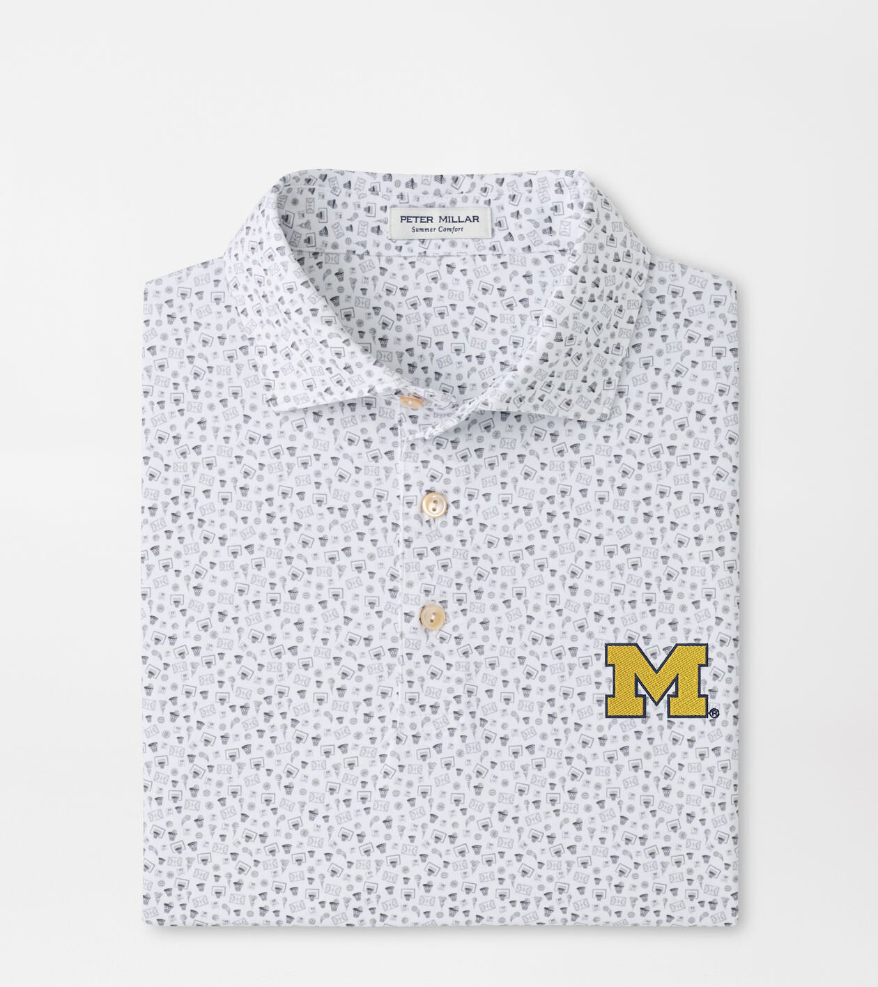 希少　美品　PETER MILLAR ピーターミラー　シャツ　チェック　ナイロン Michigan Buzzer Beater Performance Jersey Polo | Men's Collegiate