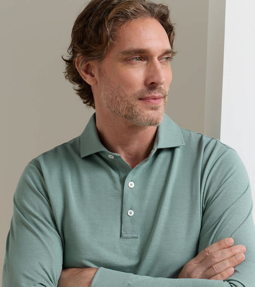 Cool Cotton Long-Sleeve Polo - Alternate Image 3