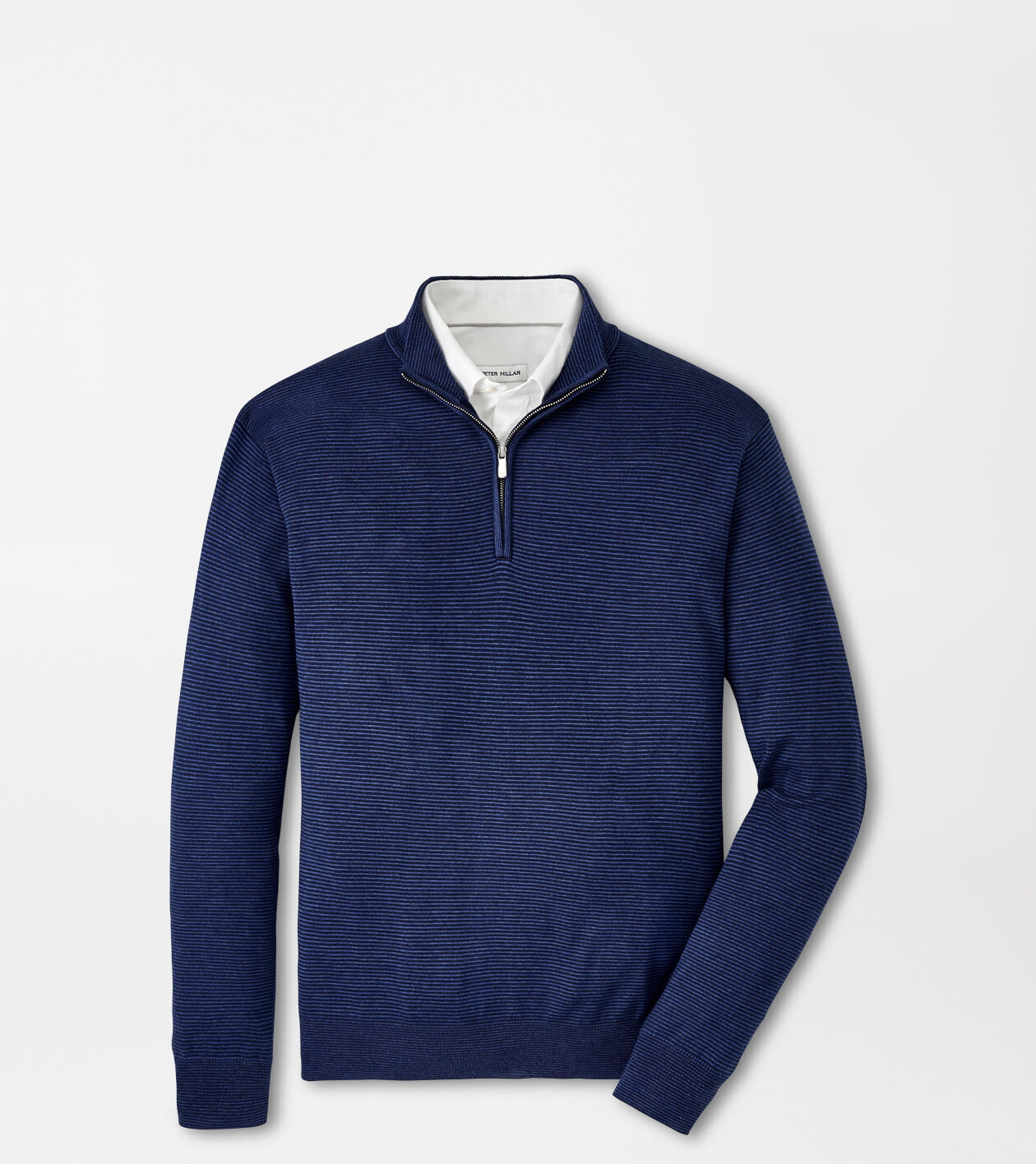 Peter Millar Canton Stripe Quarter Zip Sweater Navy XL