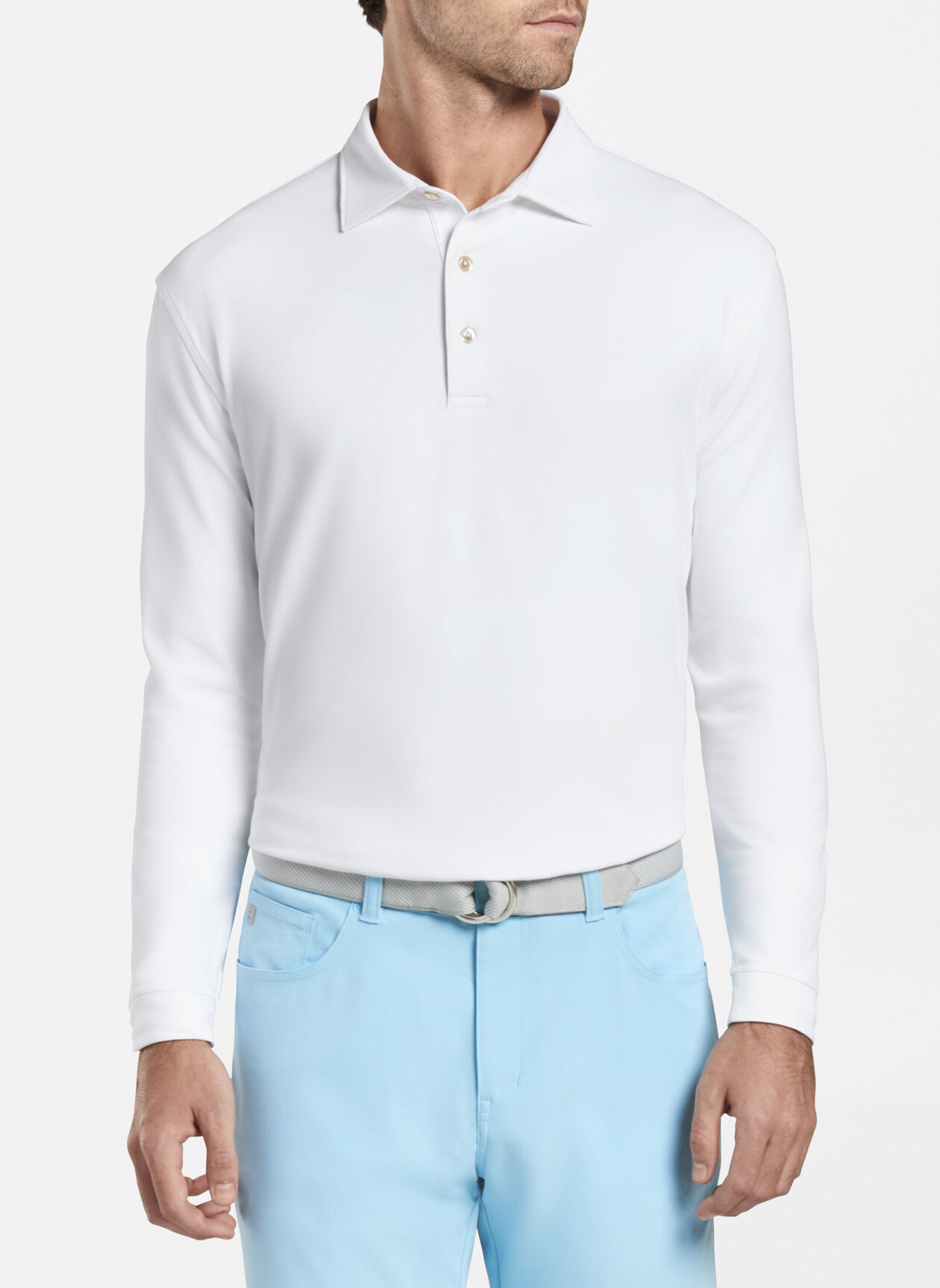 Featherweight Melange Long Sleeve Performance Polo Peter Millar