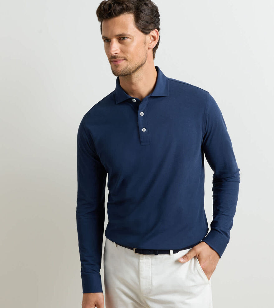 Cool Cotton Long-Sleeve Polo - Alternate Image 1