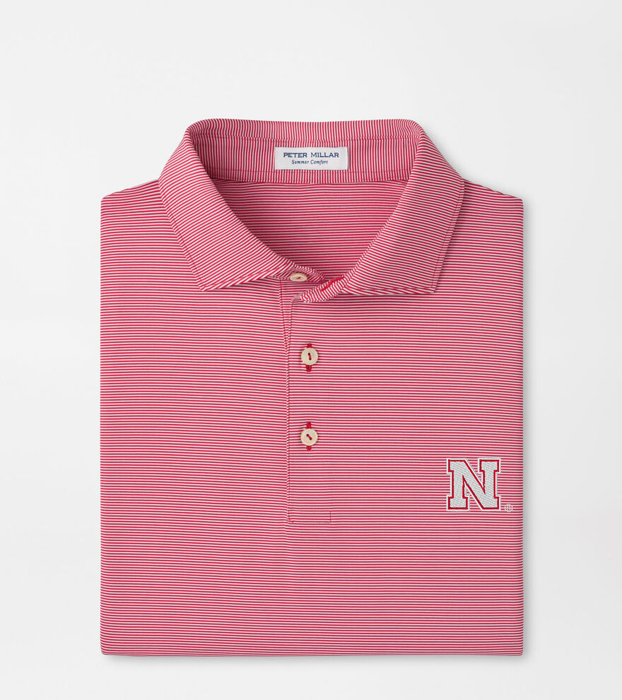 Nebraska Jubilee Stripe Performance Polo