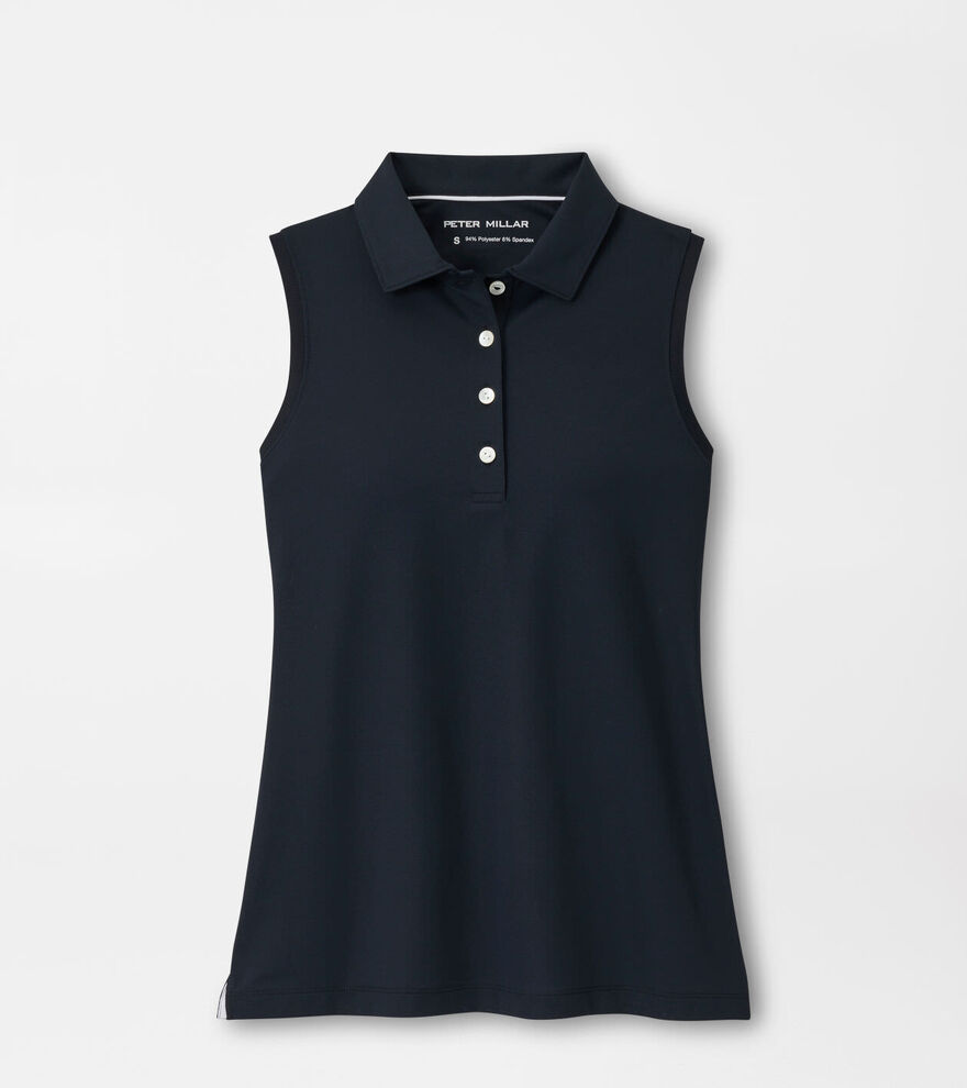 Women's Banded Sport Mesh Sleeveless Button Polo image number 1