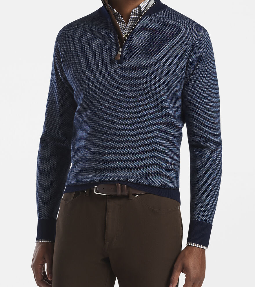 Wool Jacquard Quarter-Zip Sweater image number 2