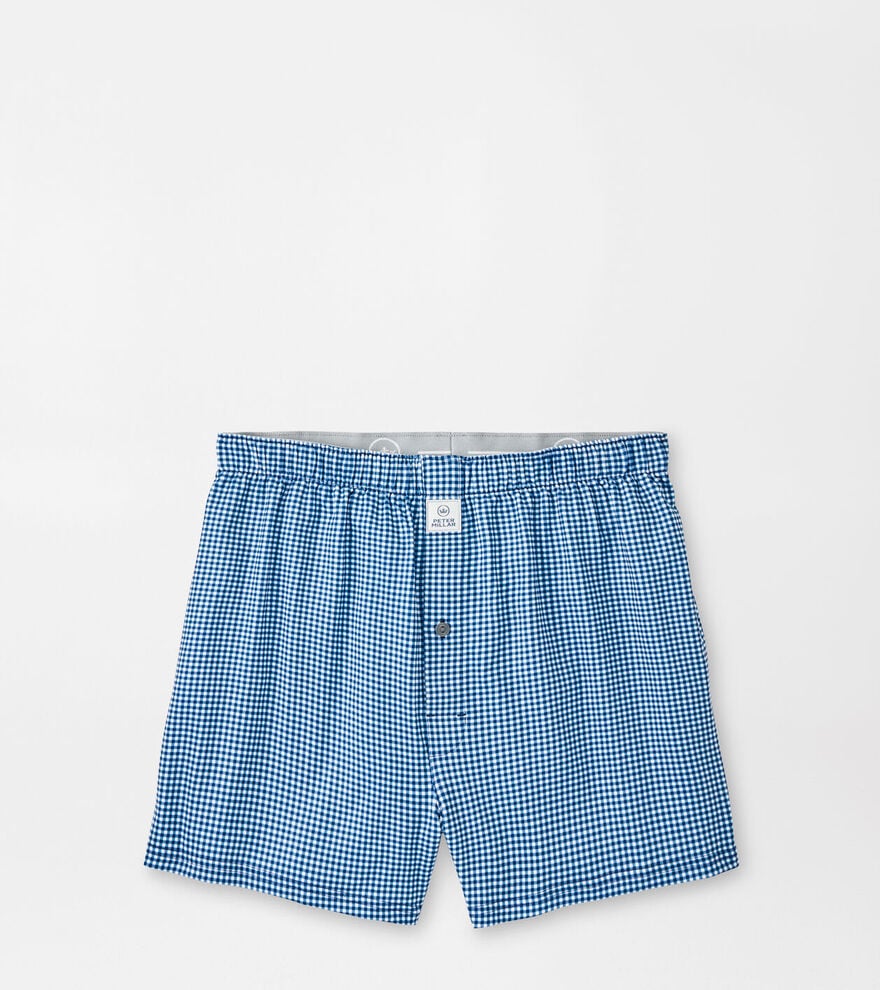 Nebraska Printed Gingham Check Stretch Jersey Boxer image number 1