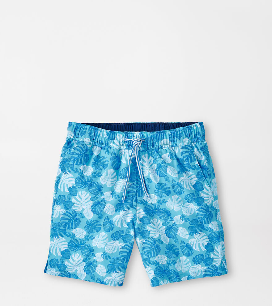 Linework Monstera Youth Swim Trunk image number 1