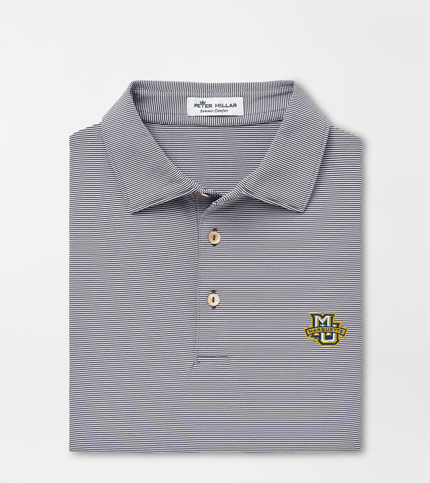 Marquette MU Text Jubilee Stripe Performance Polo