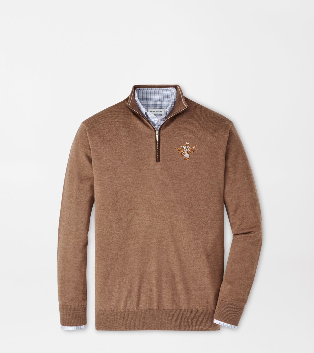 Texas Vault Autumn Crest Suede Trim Quarter-Zip | Men's Collegiate