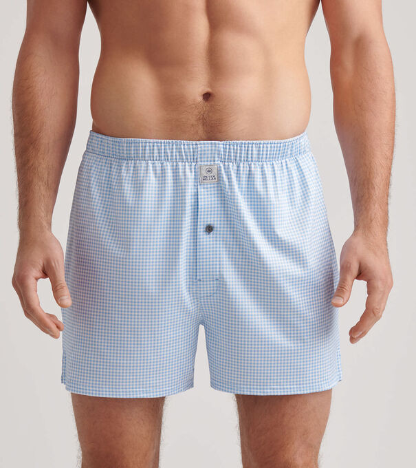 Nebraska Printed Gingham Check Stretch Jersey Boxer