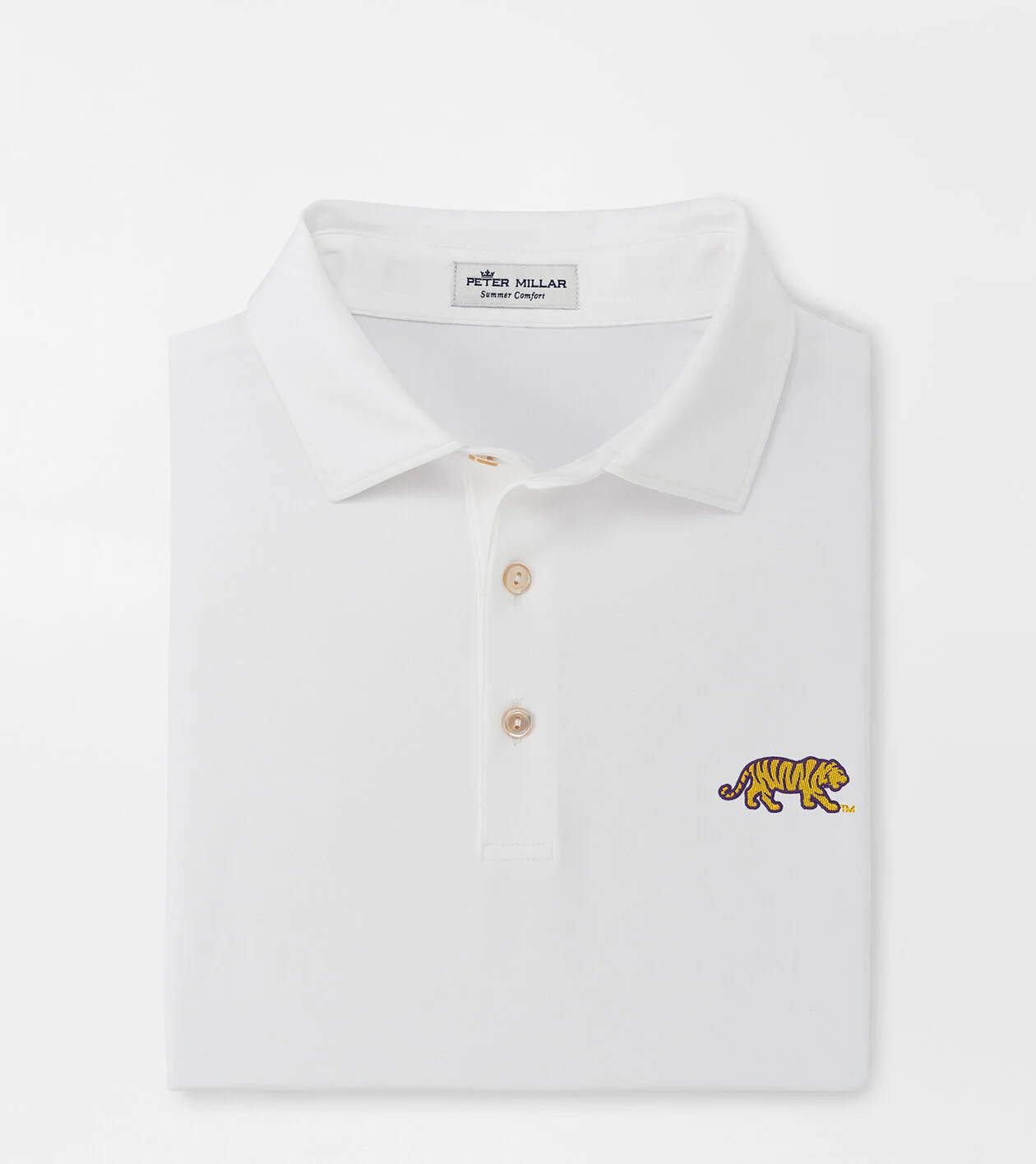 LSU Mike the Tiger Solid Performance Jersey Polo Sean Self Collar Men s Collegiate Apparel Peter Millar