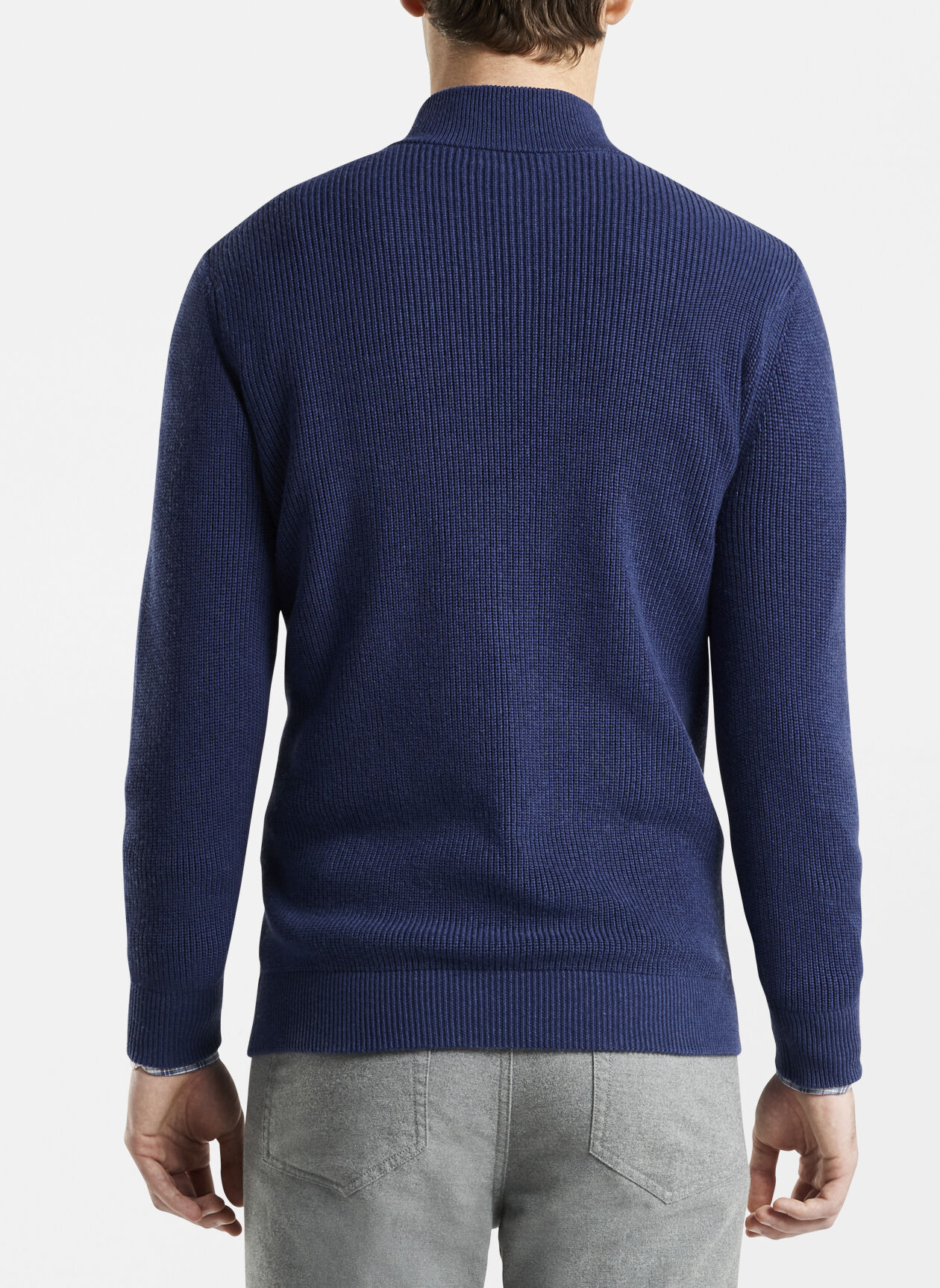 Cotton-Wool Ribbed Quarter-Zip Sweater