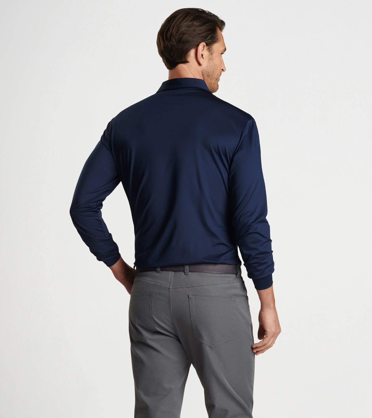 Peter Millar Men s Solid Stretch Jersey Long Sleeve Polo