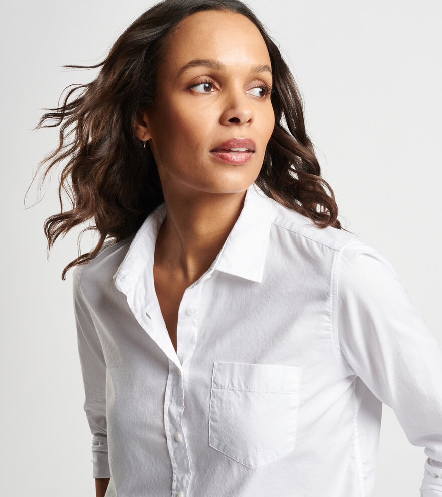 Garment-Dyed Cotton Button Up Blouse image number 5