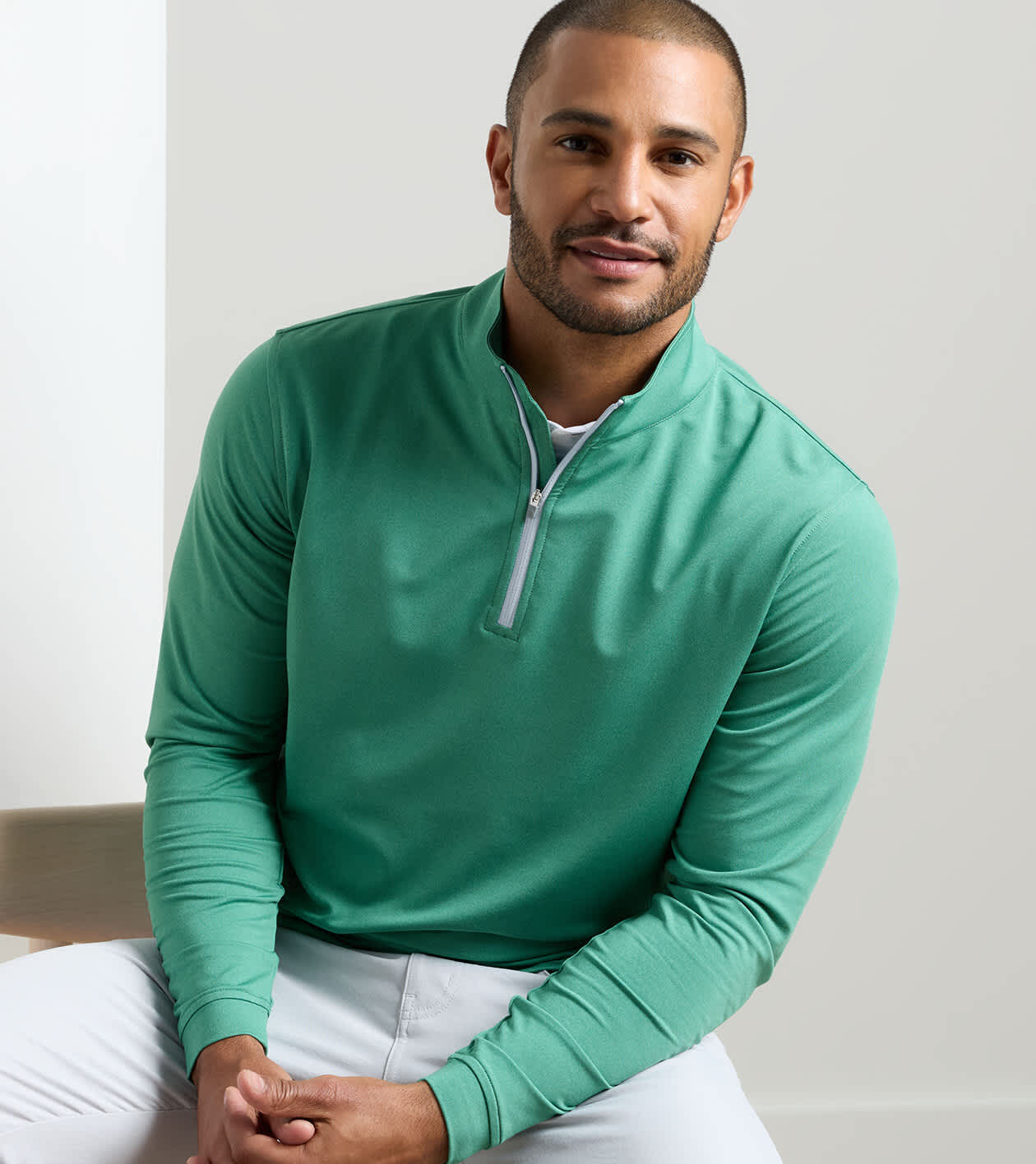 m.u×PRE_quilting pullover Peter Millar Excursionist Flex Heathered Performance Pullover