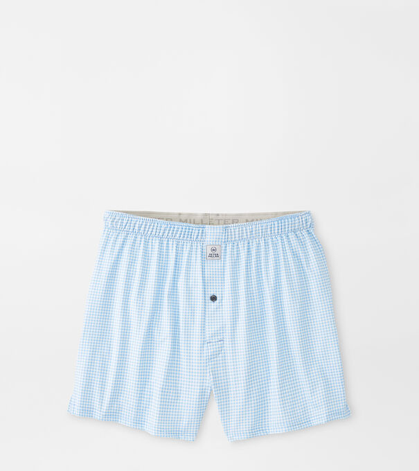 Nebraska Printed Gingham Check Stretch Jersey Boxer