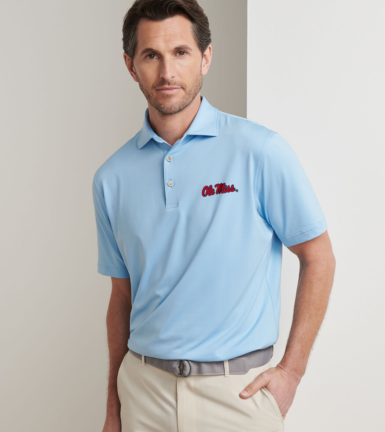 【KO】OLE SHIRT Ole Miss Solid Performance Jersey Polo | Men's Collegiate Apparel