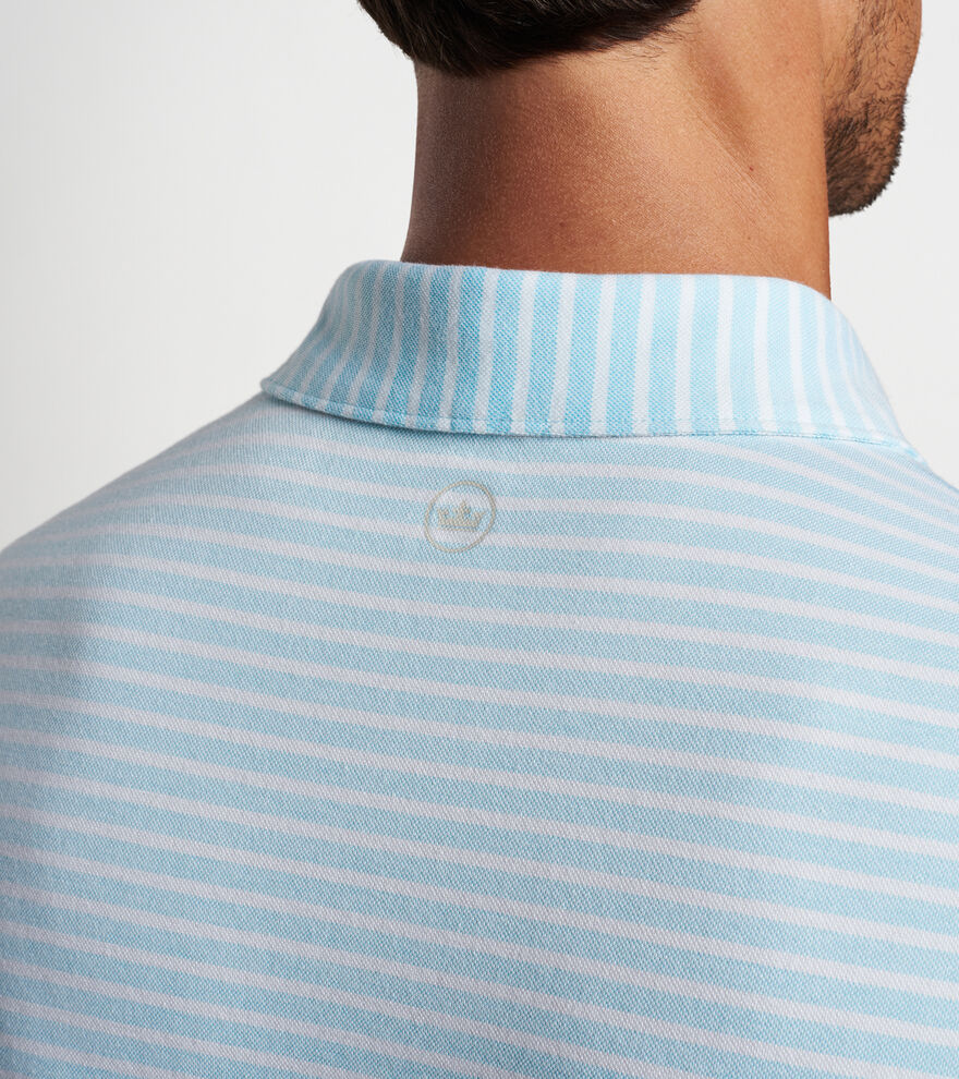 Albatross Stipe Cotton Blend Pique Polo (Edwin Spread Collar) Men's