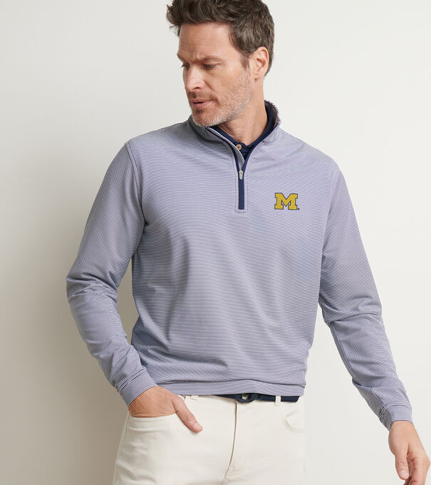 Michigan Perth Sugar Stripe Performance Quarter-Zip