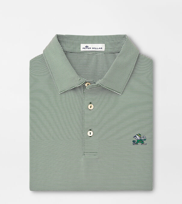 Notre Dame Leprechaun Jubilee Stripe Performance Polo