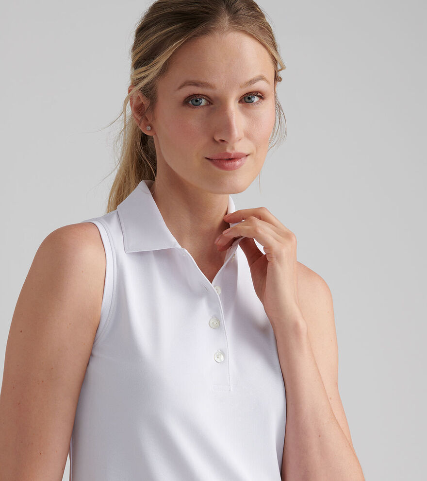 Women's Banded Sport Mesh Sleeveless Button Polo - Alternate Image 5