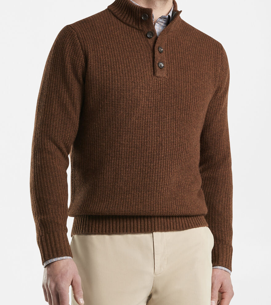 Basket-Weave Button Mock Sweater - Alternate Image 1