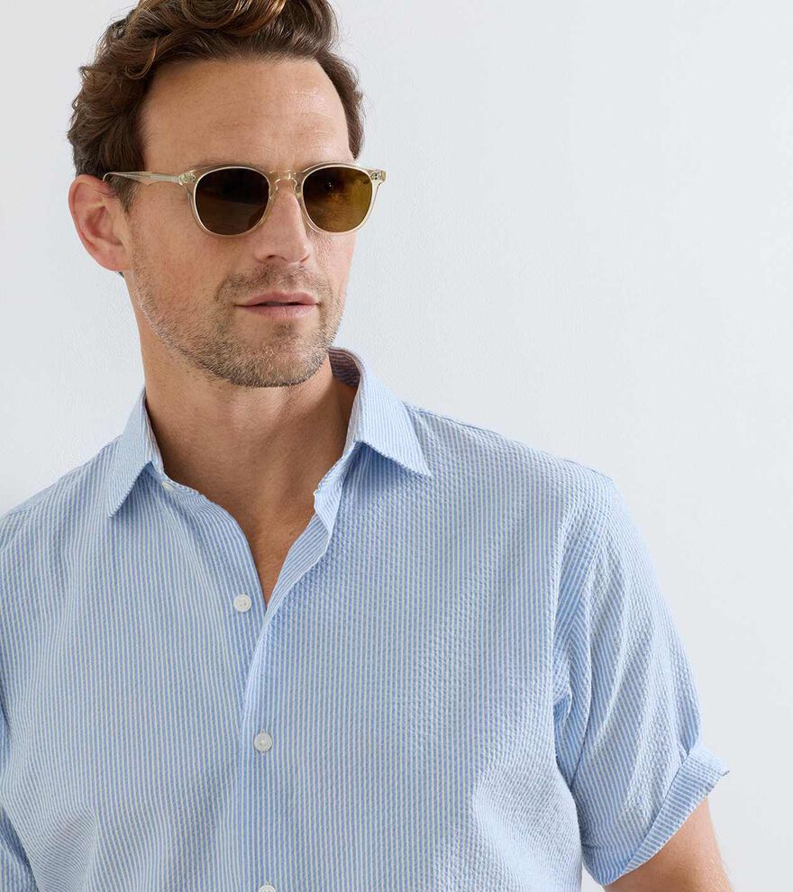 Coastal Stripe Cotton Lyocell Sport Shirt - Alternate Image 4