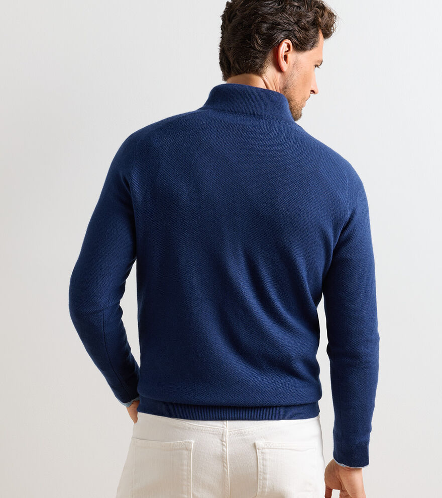 Voyager Cashmere-Silk Saddle Shoulder Quarter Zip image number 3