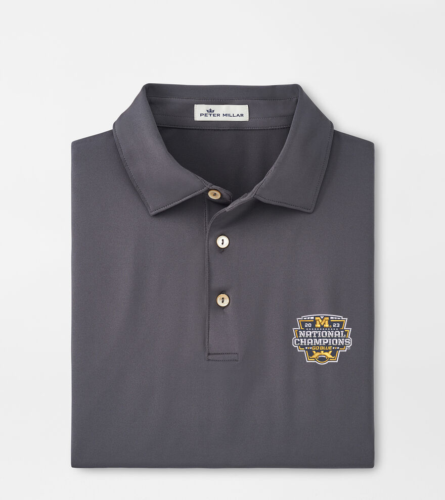 Michigan National Champion Solid Performance Jersey Polo (Sean Self Collar) image number 1