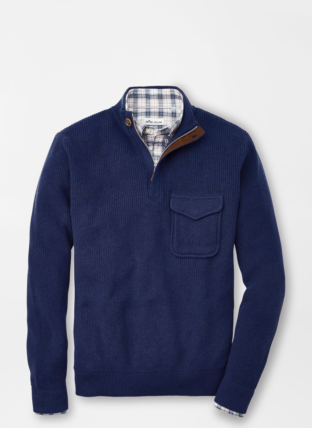 Cotton Wool Ribbed Quarter Zip Sweater Peter Millar