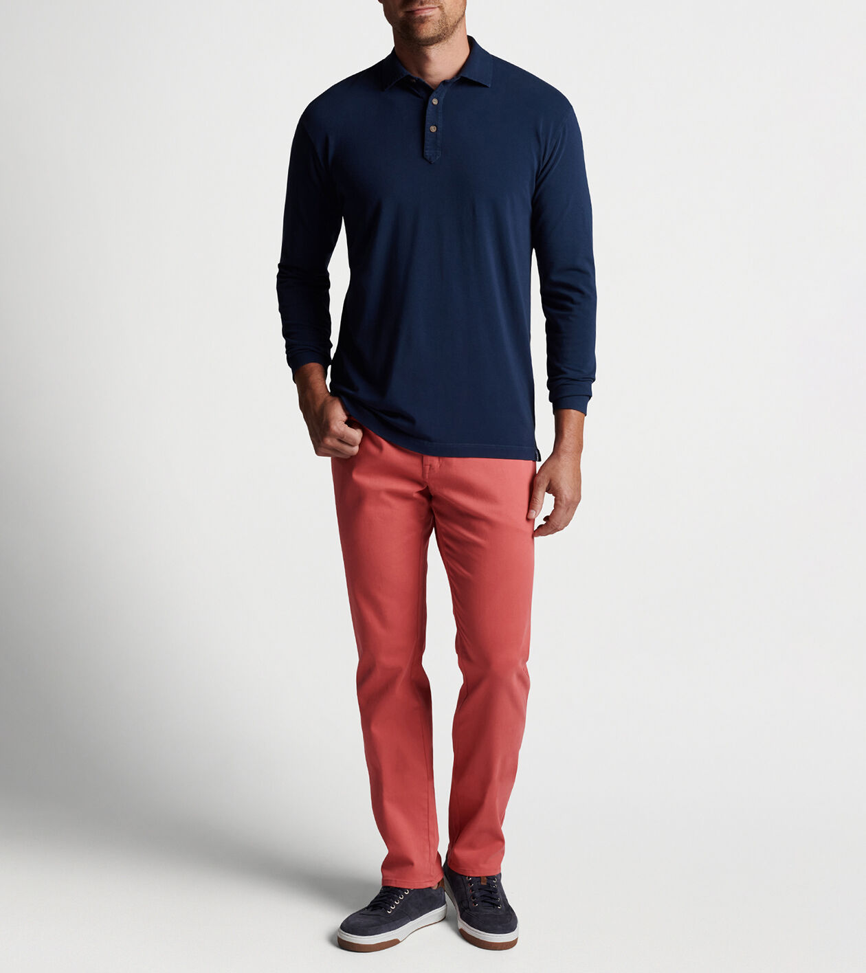 Lava Wash Jersey Long-Sleeve Polo | Men's Polo Shirts | Peter Millar