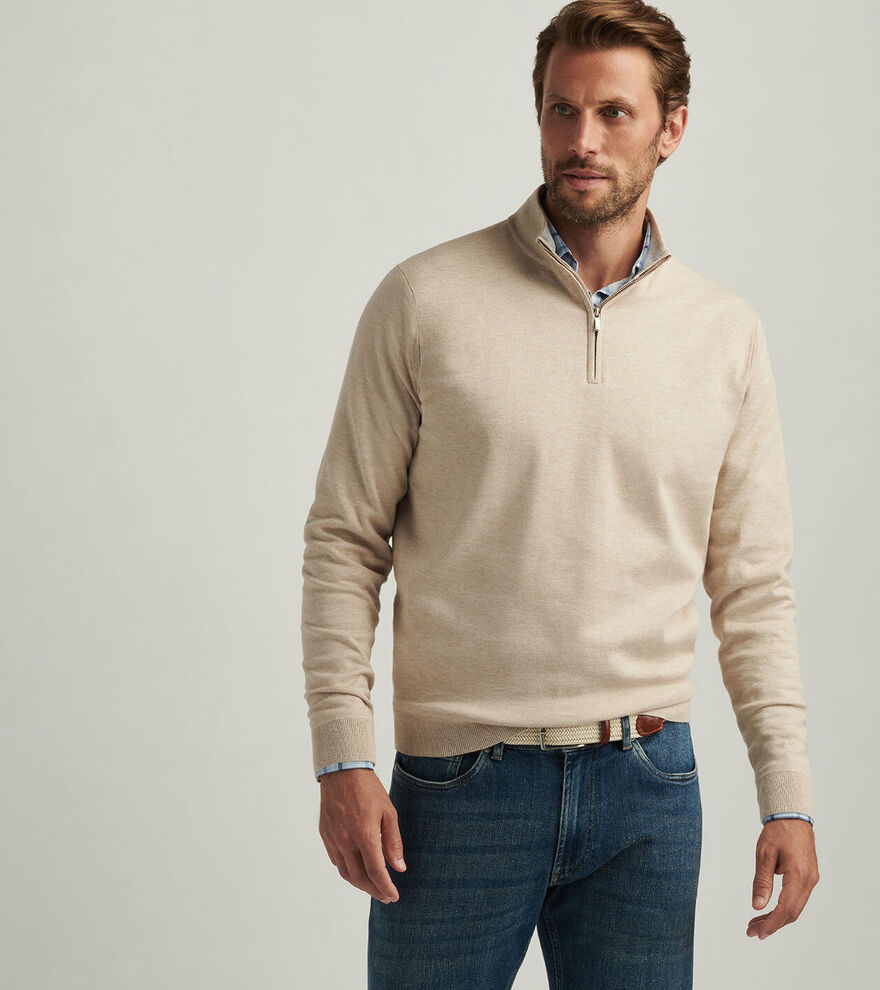 Kouvr Fashion Soren Men's Quarter-Zip Knit Sweater with Suede Patches
