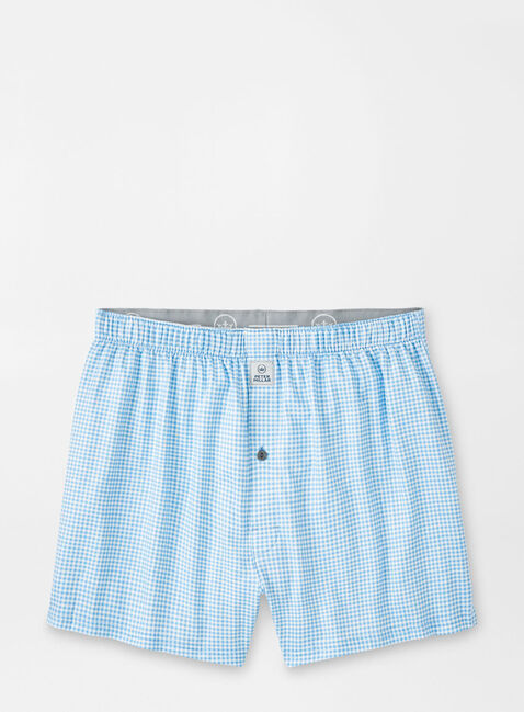 Nebraska Printed Gingham Check Stretch Jersey Boxer Peter Millar