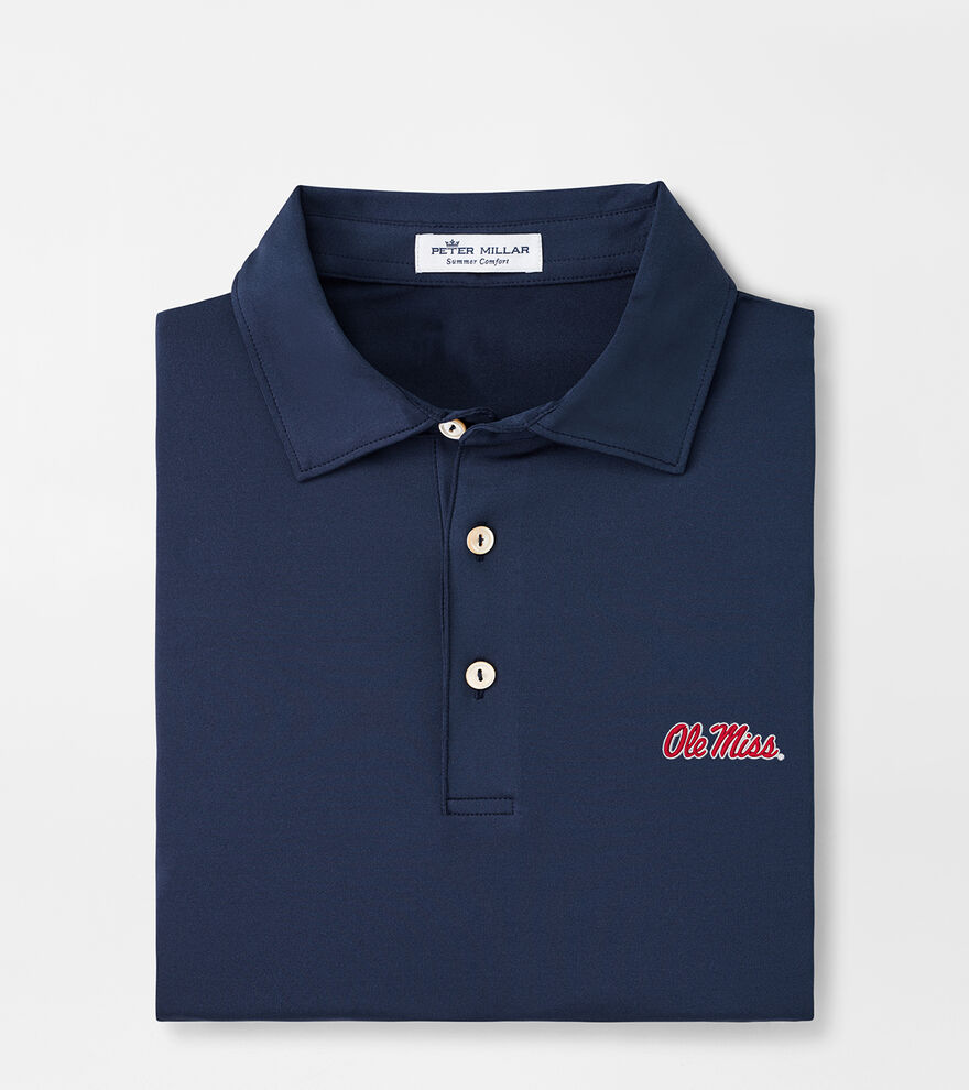 Ole Miss Double Dot Navy Print Polo