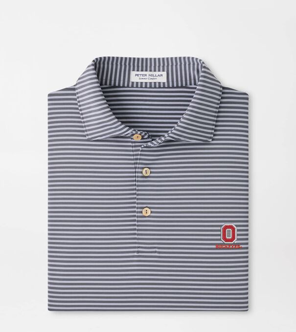 The Ohio State University Vault Tiebreaker Performance Jersey Stripe Polo