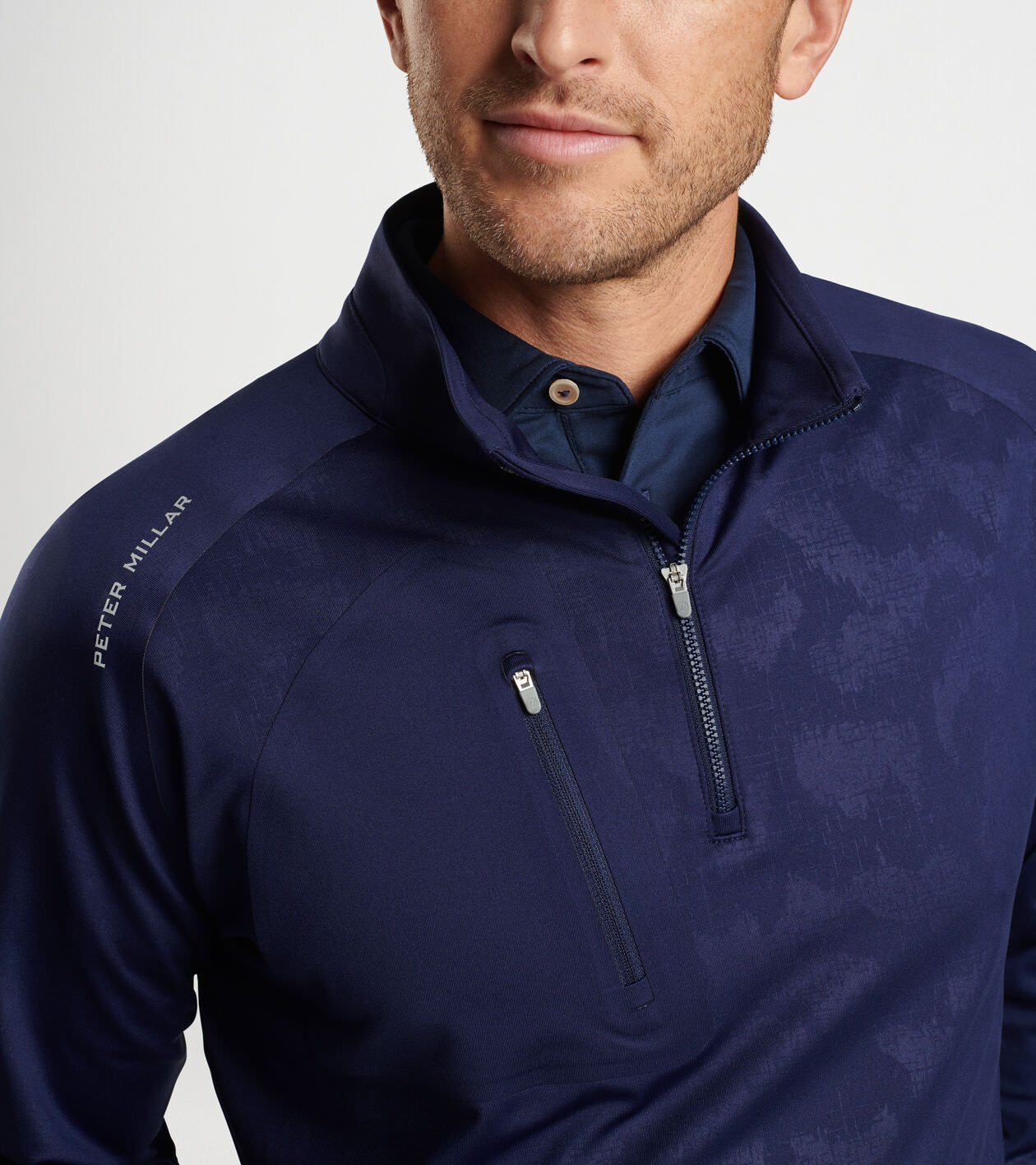 Verge Windowpane Camo Performance Quarter Zip Men s Pullovers Hoodies Peter Millar