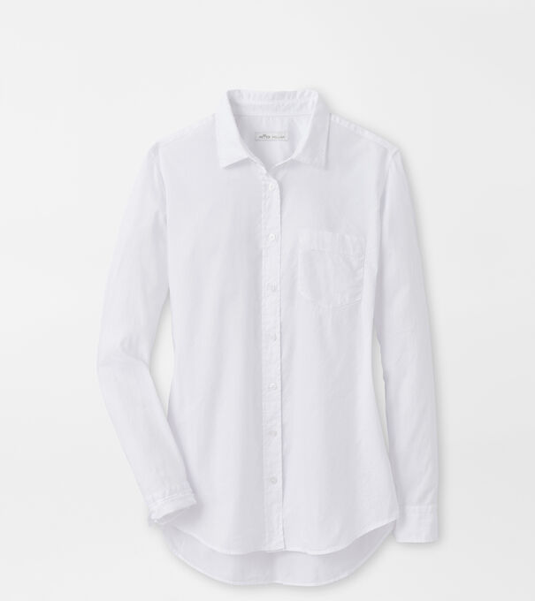 Garment Dyed Cotton Button-Up Blouse