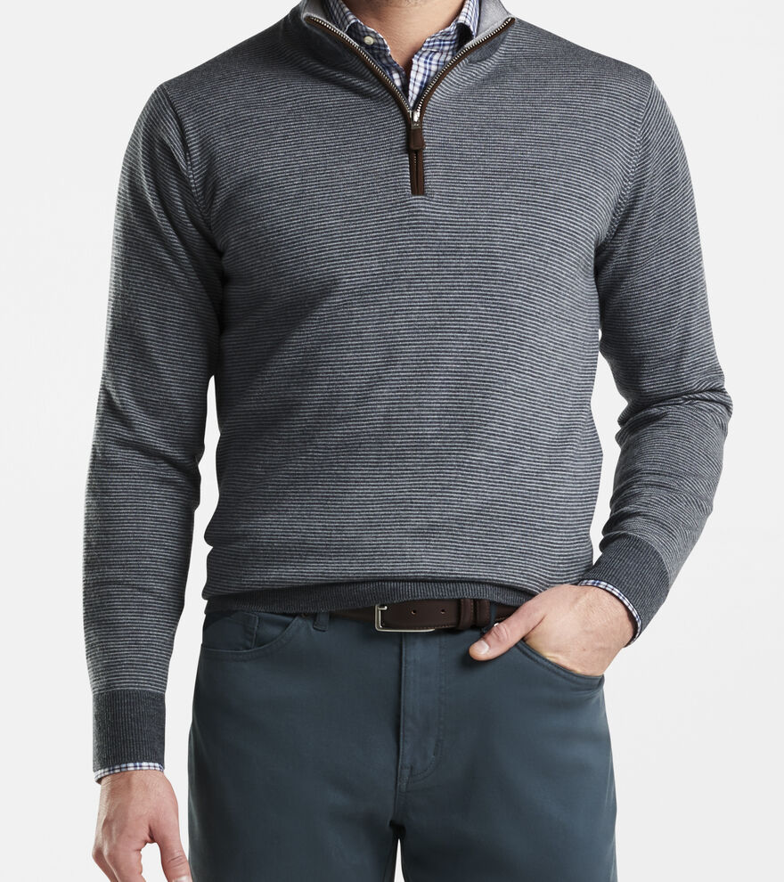 Needle-Stripe Wool Quarter-Zip image number 2