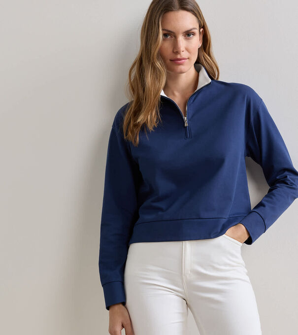 Coolspun Lite Cotton Quarter-Zip Pullover - Alternate Image 1