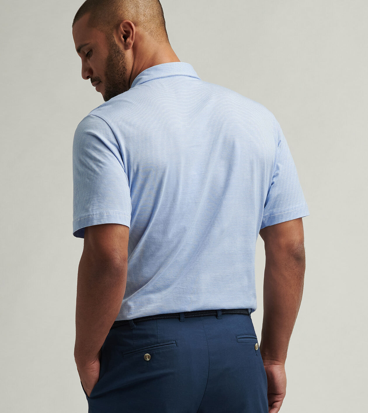 Carpenter Stripe Crown Comfort Polo | Men's Polos | Peter Millar