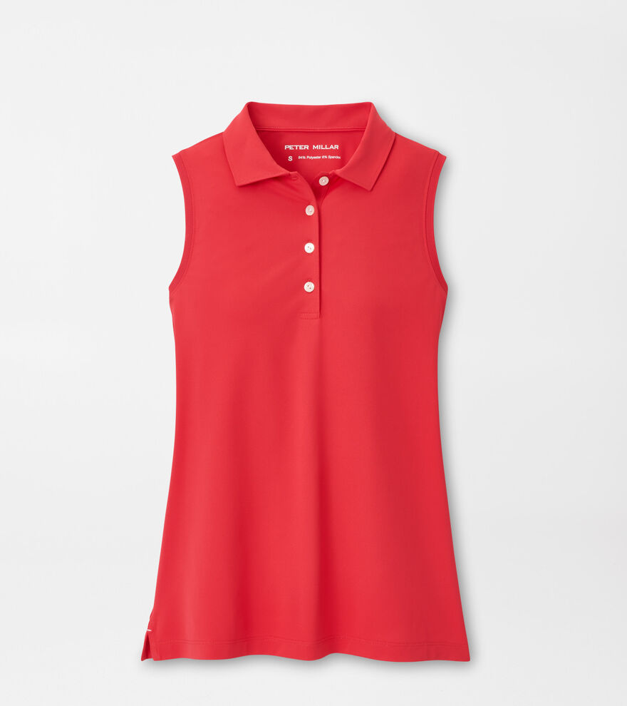 Women's Banded Sport Mesh Sleeveless Button Polo image number 1