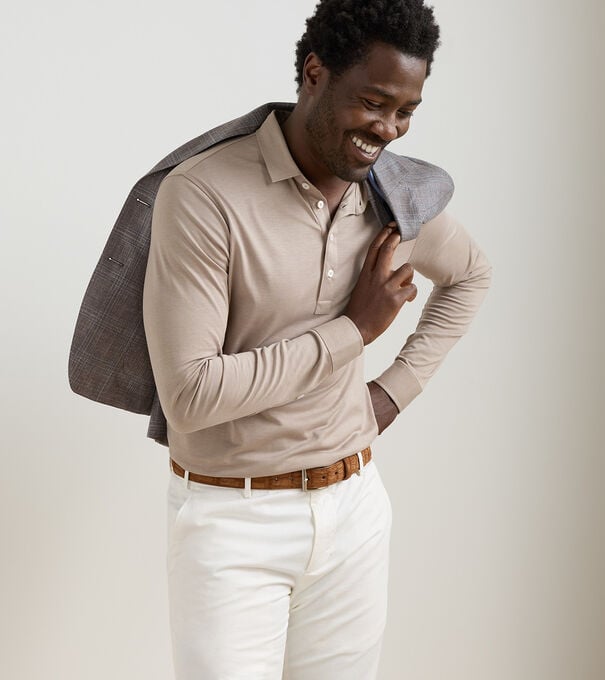 Ashby Silk Cotton Long-Sleeve Polo