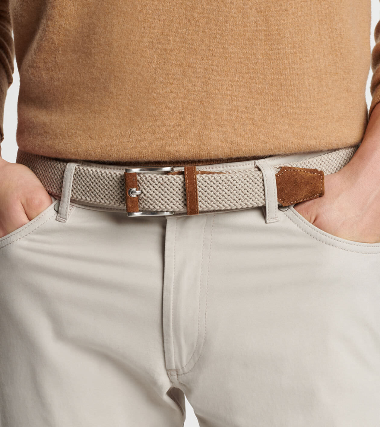 Woven belt men top