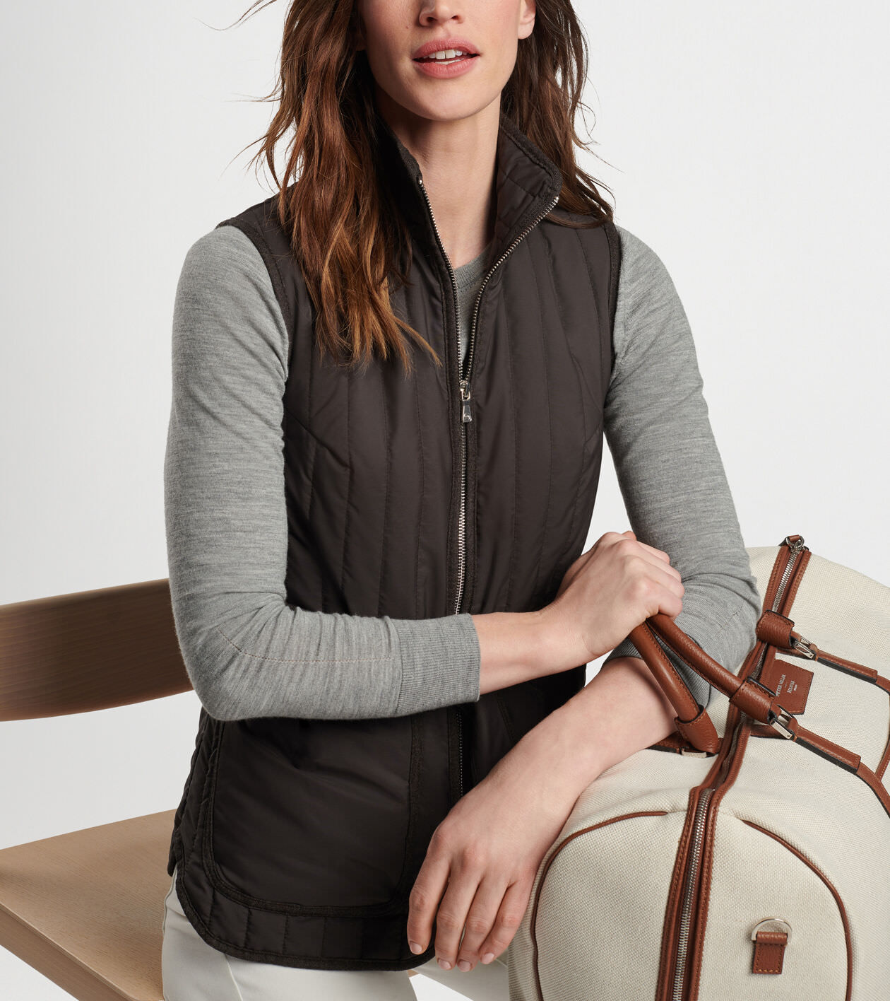 Leather travel vest top